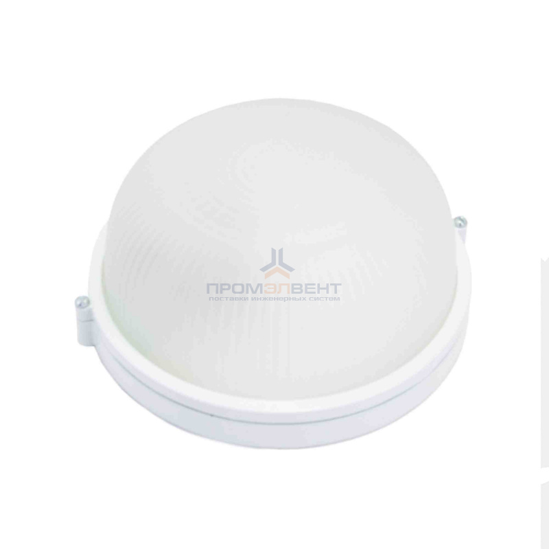 11-18 бел (НБП 03-60-001) Свет-ик влагозащ,круг белый,алюминий,рас-ль стекло,IP54,E27,60Вт,130С