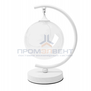 FT-08-01 Фитосветильник настольный, светодиодный, стеклянный шар Ø150мм, 5 В, 1Вт, диммер, USB-штекер длиной 1,8 м, С-образный, белый (без наполнения)