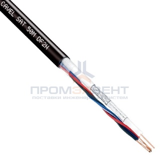 Кабель видеонаблюдения Cavel SAT 50M DF2N, CU 75 Ом 2xAWG24 + 2x0,5mm [бухта 100м]